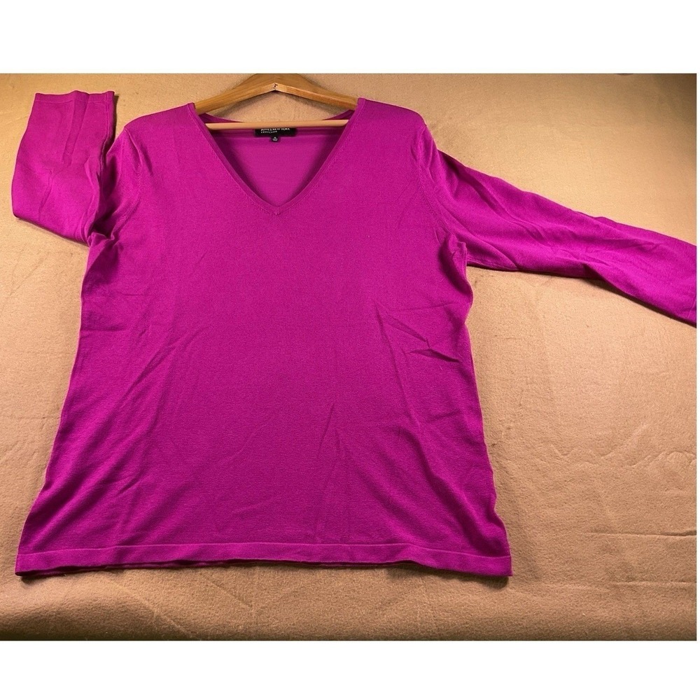 Jones New York Collection Magenta Pink V-Neck Sweater Womens XL 3/4 Sleeve Top